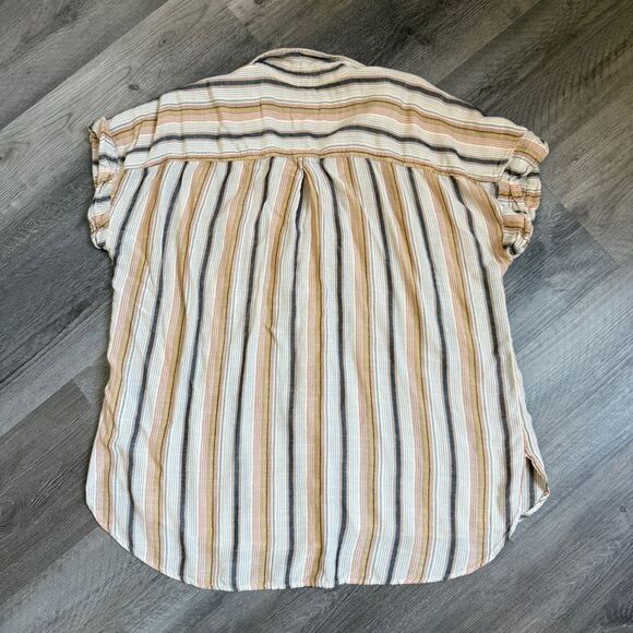American Eagle Button Down Shirt Stripe Hi Lo Viscose Large - Picture 6 of 11